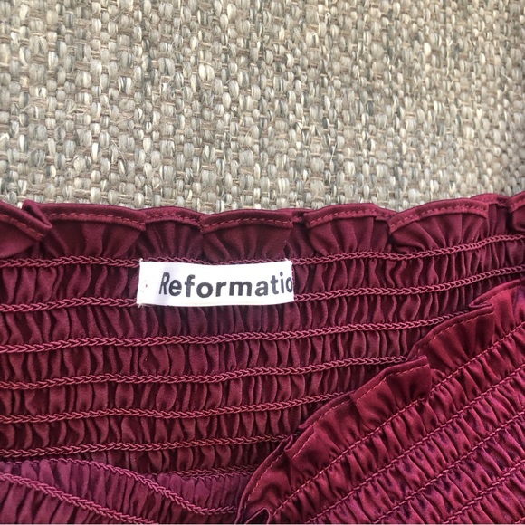 REFORMATION SILK PUFF SMOCKED PURPLE PRINCESSCORE COTTAGECORE ROYALCORE TOP - Picture 7 of 7